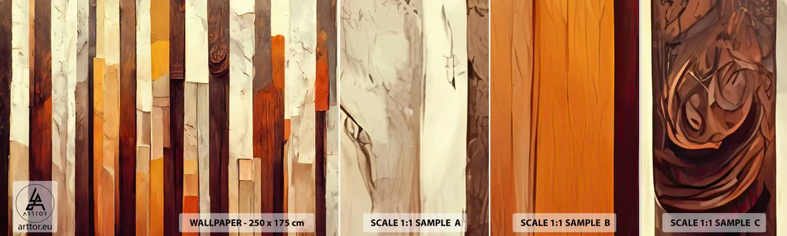 Mostră tapet autocolant Deluxe Sticker - Imnul copacilor din pădure - Bucată, Abstracția, Curele - 100x30 cm