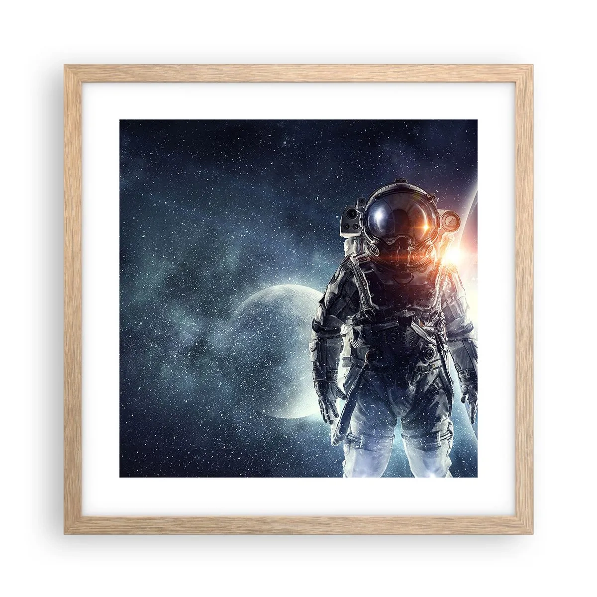 Poster în ramă de stejar deschis - Aventură spațială - 40x40 cm