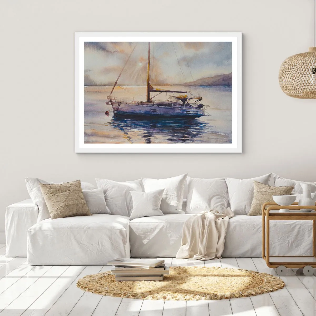 Poster în ramă albă - O seară în golf - 91x61 cm