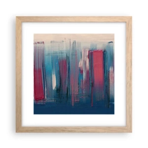 Poster în ramă de stejar deschis - Compoziție verticală în albastru și roșu - 30x30 cm