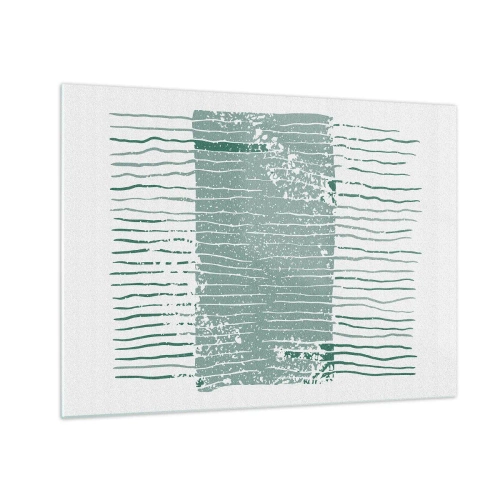 Tablou pe sticlă - Linii orizontale ale mării cu efect distressed creează o structură abstractă - 70x50cm - Abstracție marină - Decorațiune modernă pentru perete pentru living și dormitor ARTTOR