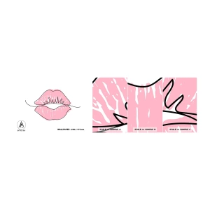 Mostră tapet autocolant Deluxe Sticker - Vrei un sărut? - Grafică, Buze roz, Bucată - 100x30 cm