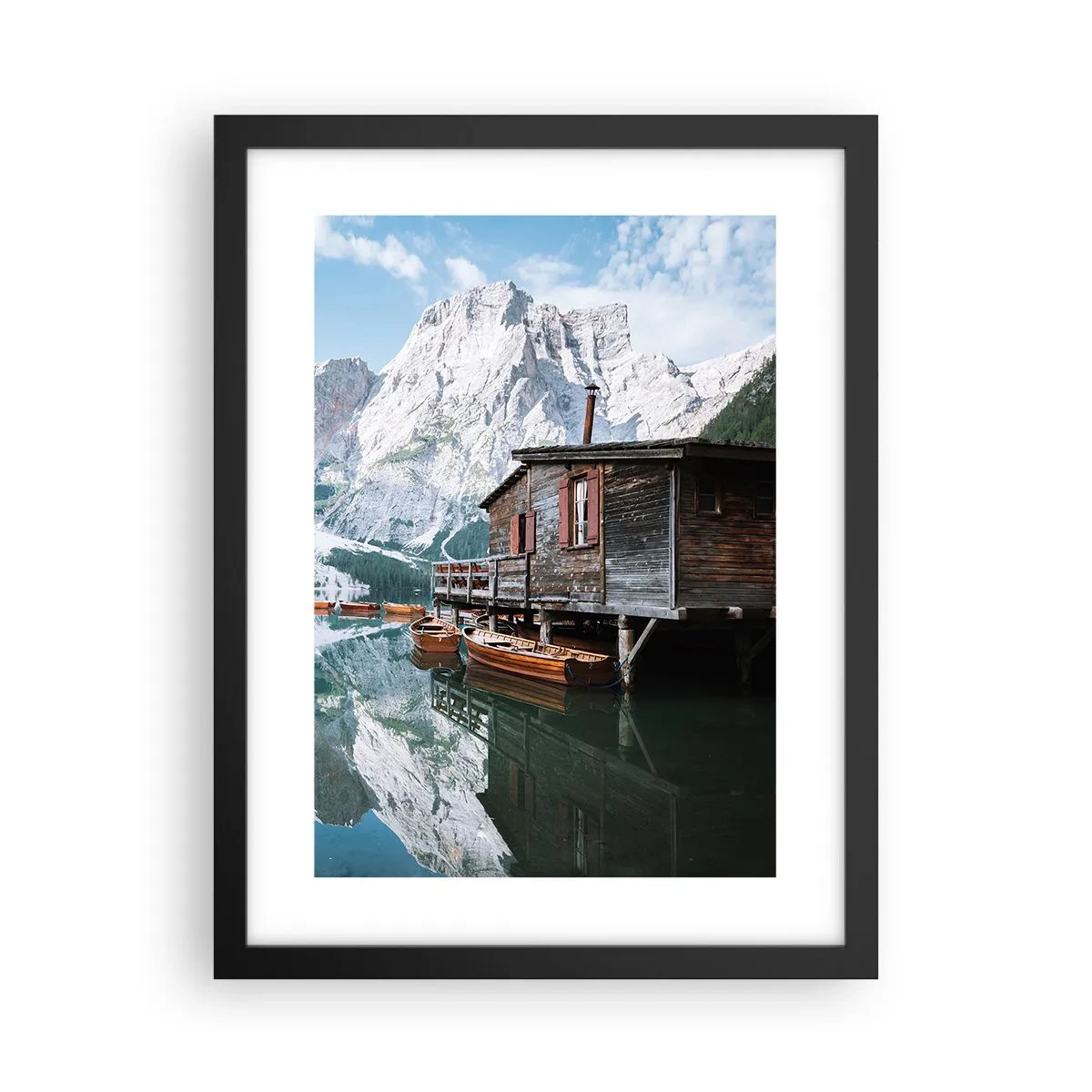 Poster în ramă neagră - Dimineață cristalină de munte - 30x40 cm