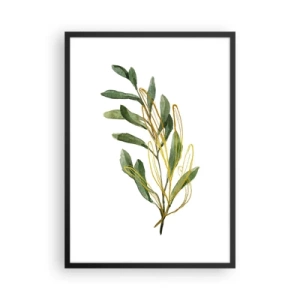 Poster în ramă neagră - Creangă în acuarelă cu accente delicate aurii - 50x70cm - Toate cele bune - Decorațiune modernă pentru perete pentru living și dormitor ARTTOR