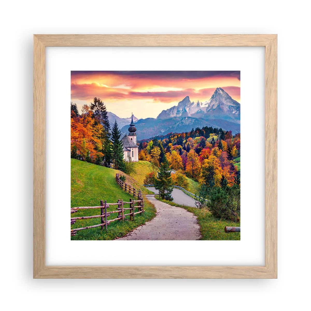 Poster în ramă de stejar deschis - Un peisaj ca o pictură - 30x30 cm