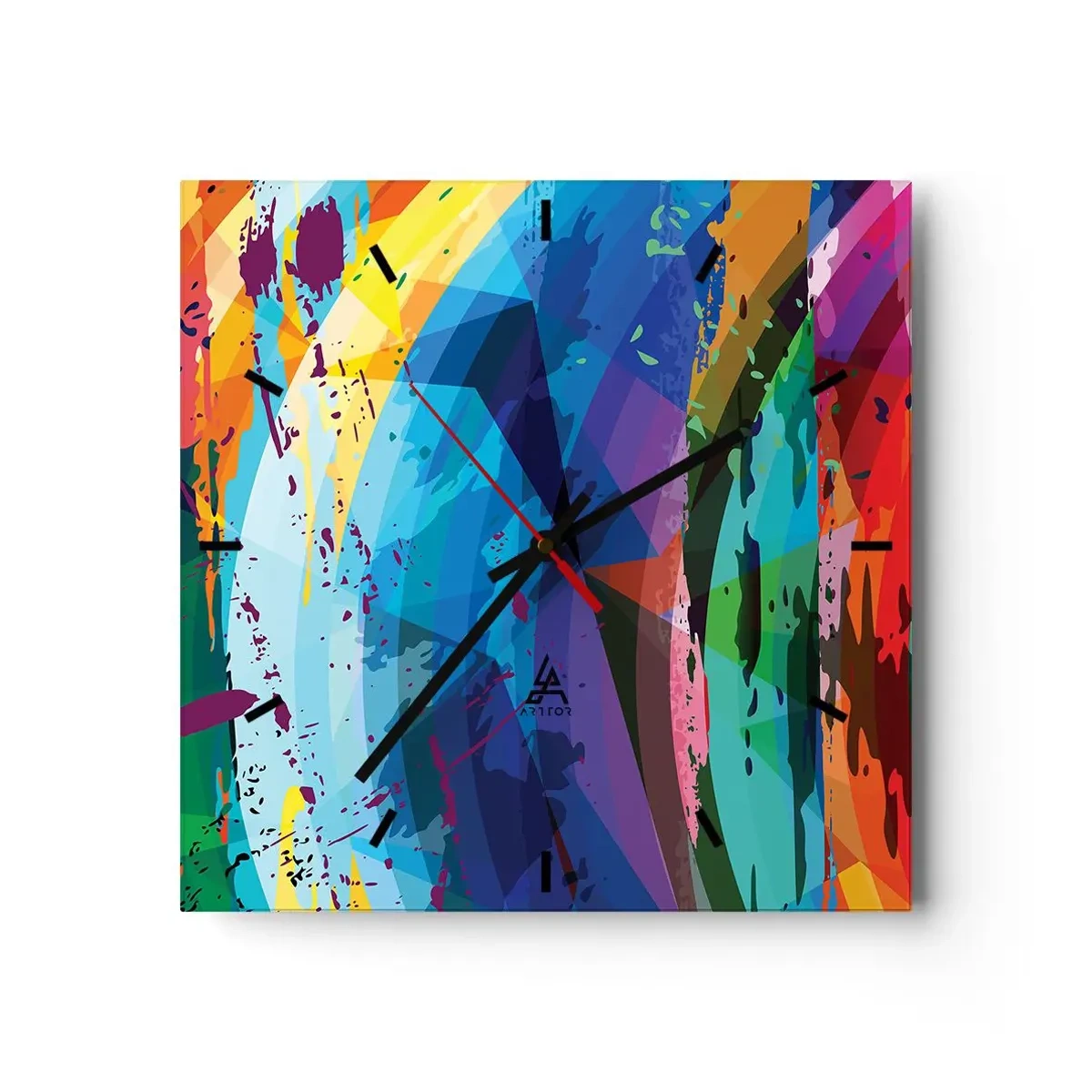Ceas de perete - Ceas pe sticlă - Amețeli colorate - 30x30 cm