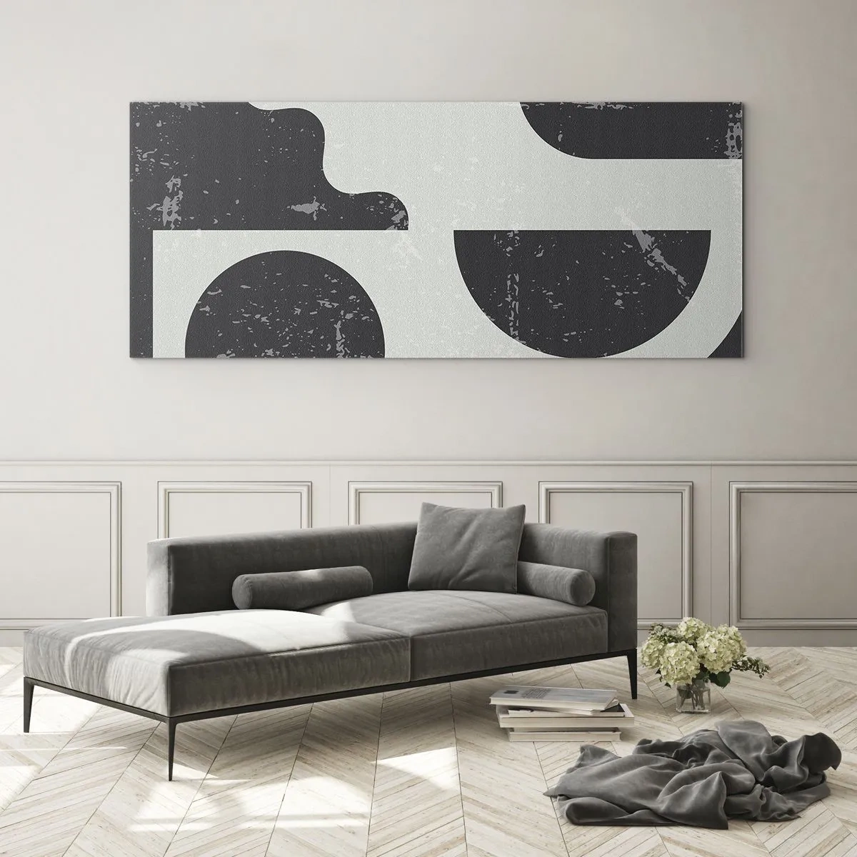 Tablou pe sticlă - Compoziție deasupra și dedesubt - 100x40 cm