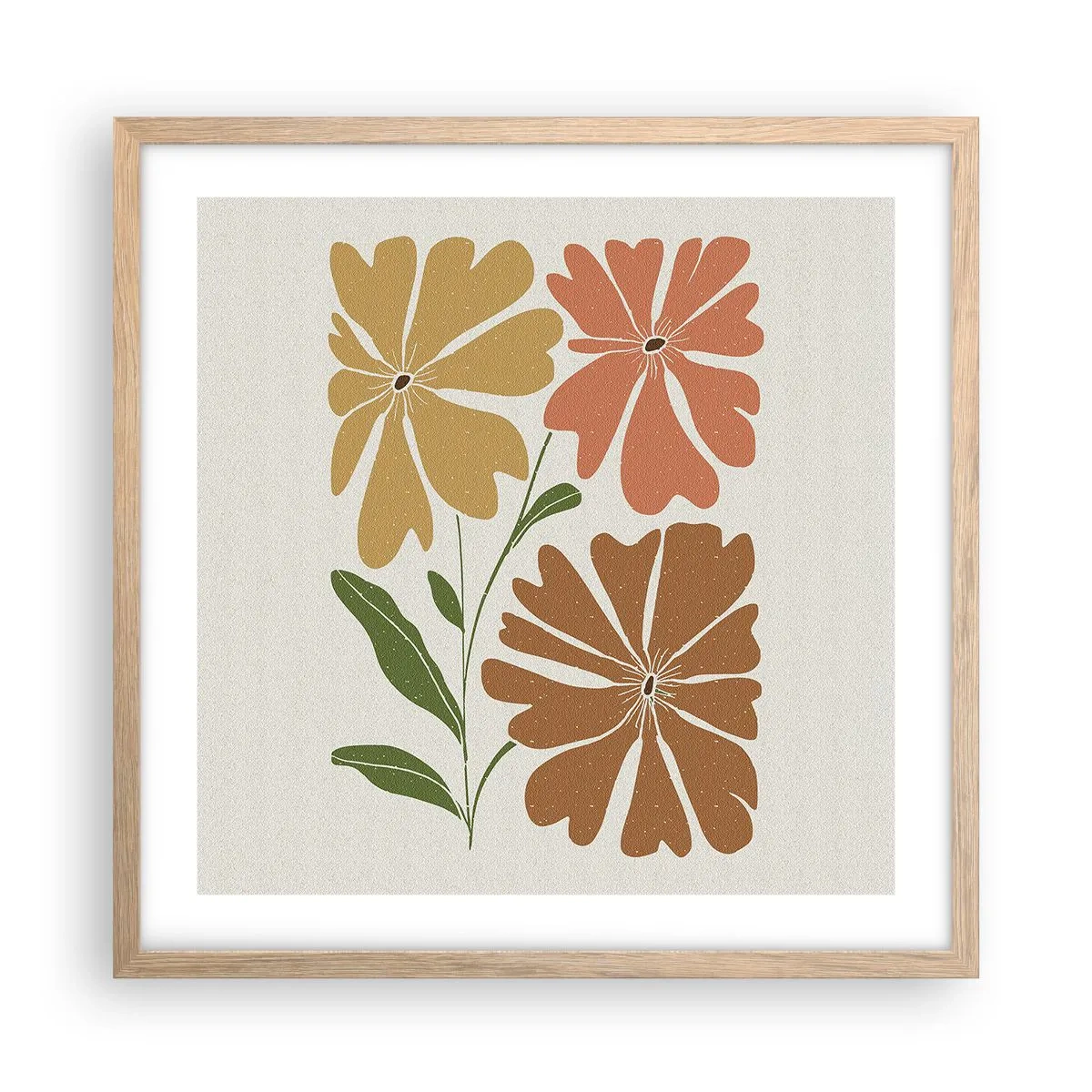 Poster în ramă de stejar deschis - Natură și geometrie - 50x50 cm