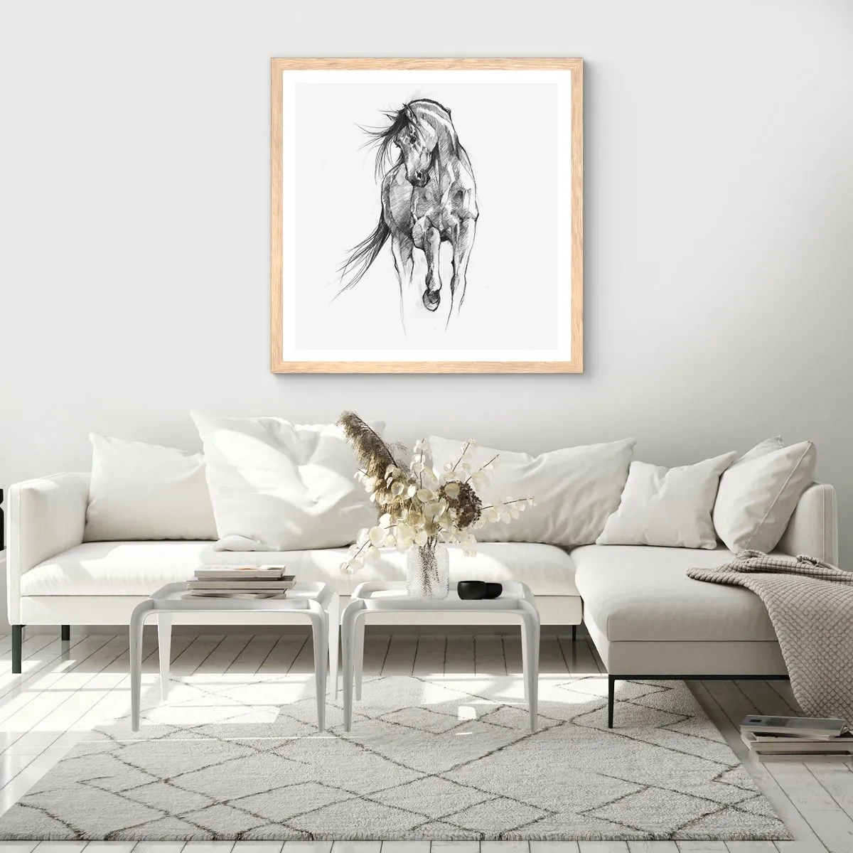 Poster în ramă de stejar deschis - Într-un trap grațios - 50x50 cm