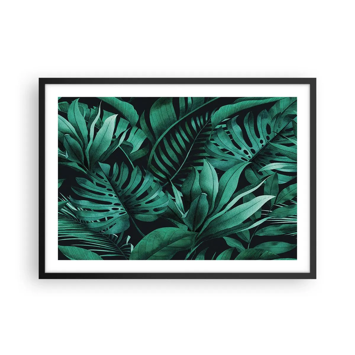 Poster în ramă neagră - Profunzimea verdelui tropical - 70x50 cm
