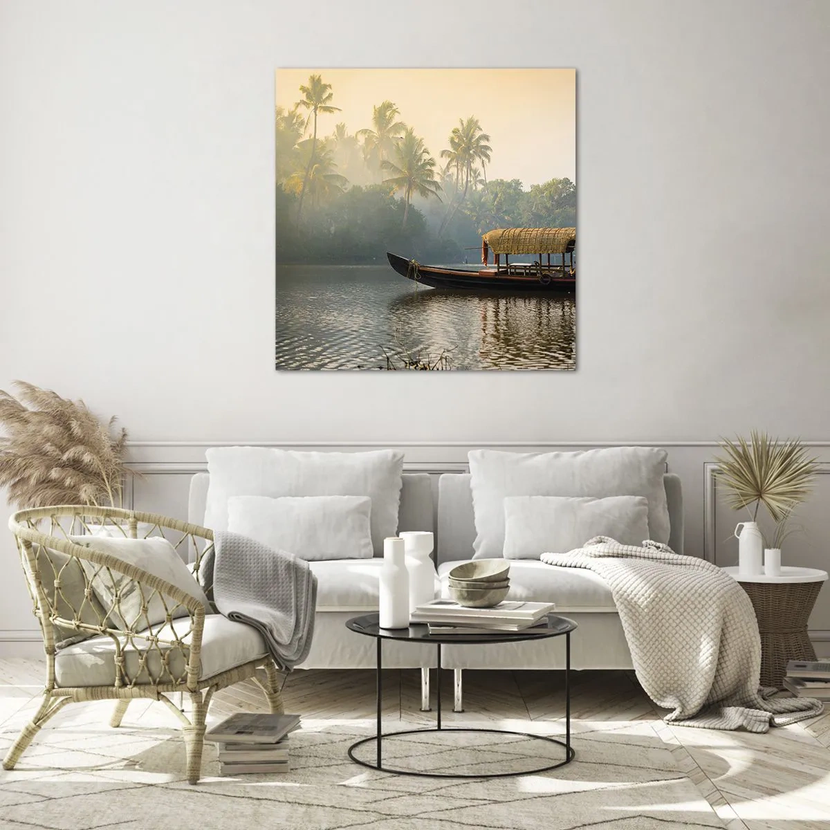 Tablou pe sticlă - Casă pe râu - 40x40 cm