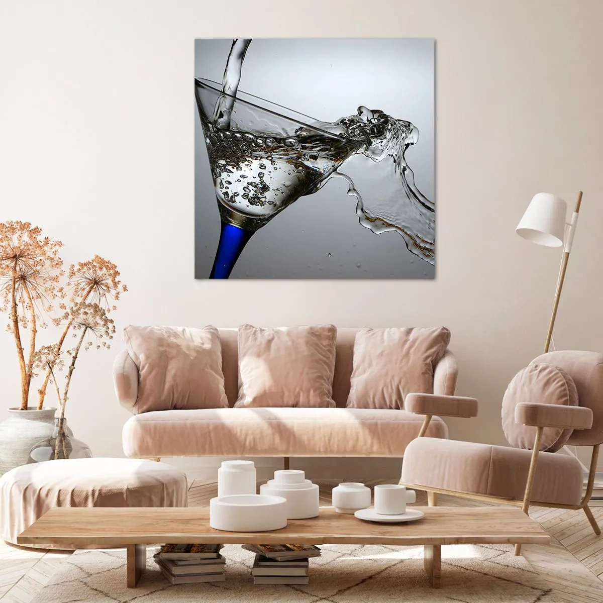 Tablou pe pânză - Apă pură în sticlă de cristal - 60x60 cm