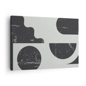 Tablou pe pânză Canvas - Modele geometrice în nuanțe de negru și gri - 70x50cm - Compoziție deasupra și dedesubt - Decorațiune modernă pentru perete pentru living și dormitor ARTTOR