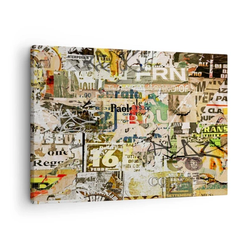 Tablou pe pânză Canvas - Un colaj de fragmente de ziare și postere într-un stil artistic. - 70x50cm - Oh, se întâmplă... - Decorațiune modernă pentru perete pentru living și dormitor ARTTOR