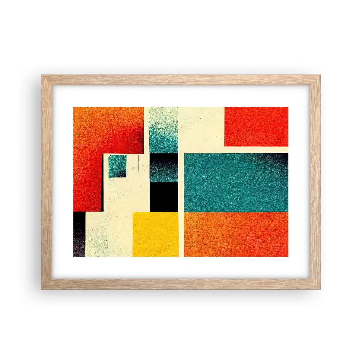 Poster în ramă de stejar deschis - Abstracție geometrică - energie bună - 40x30 cm
