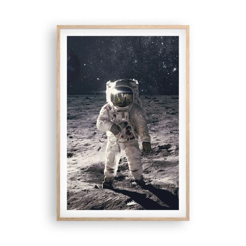 Poster în ramă de stejar deschis - Salutări de pe Lună - 61x91 cm