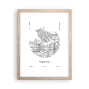 Poster în ramă de stejar deschis - Anatomia Vacouverului - 30x40 cm