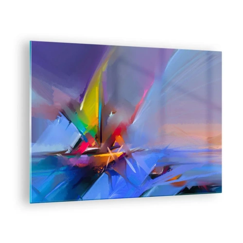 Tablou pe sticlă - Elice abstracte în culori vibrante pe un cer pastelat - 70x50cm - Iute ca o pasăre - Decorațiune modernă pentru perete pentru living și dormitor ARTTOR