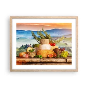 Poster în ramă de stejar deschis - Bucurie de viață în stil italian - 50x40 cm