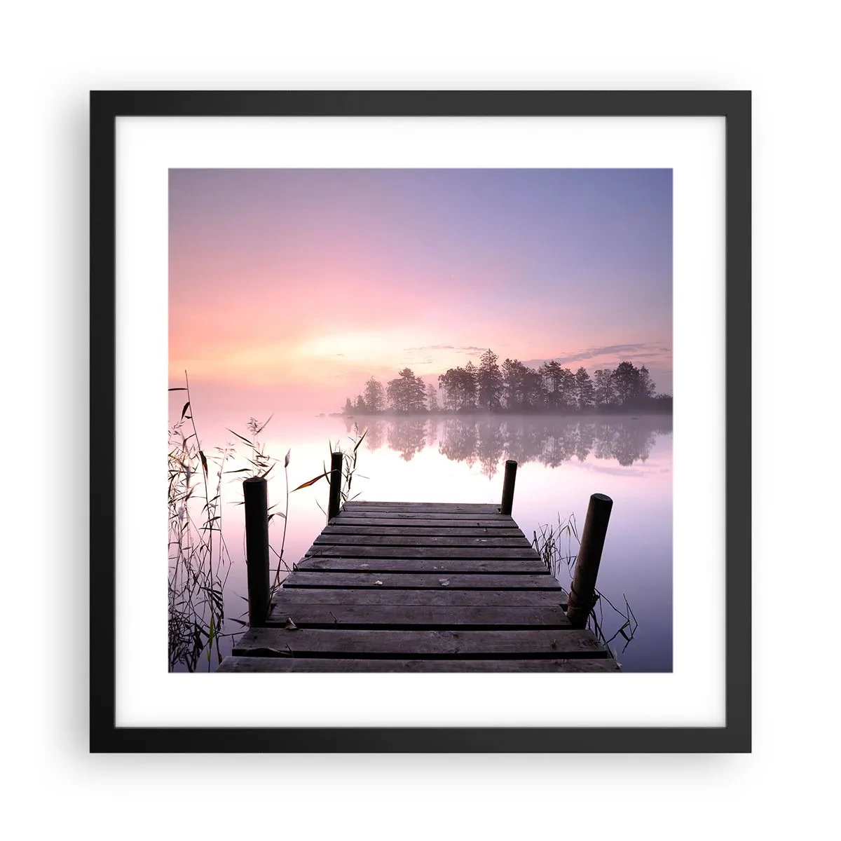 Poster în ramă neagră - Din ceața de liliac... - 40x40 cm