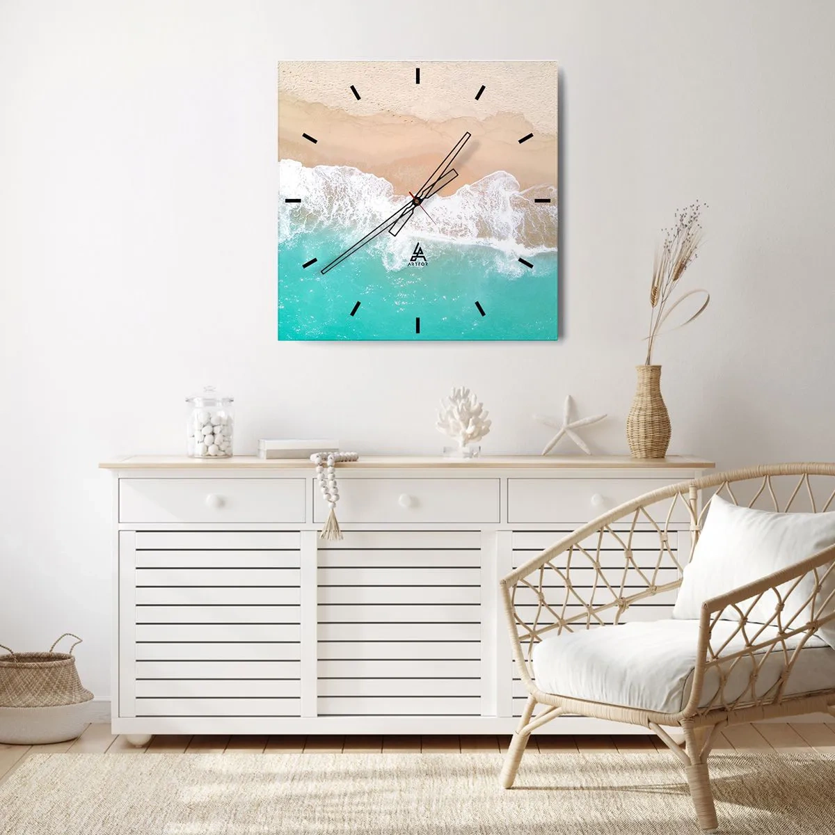 Ceas de perete - Ceas pe sticlă - Atingere mângâietoare - 40x40 cm