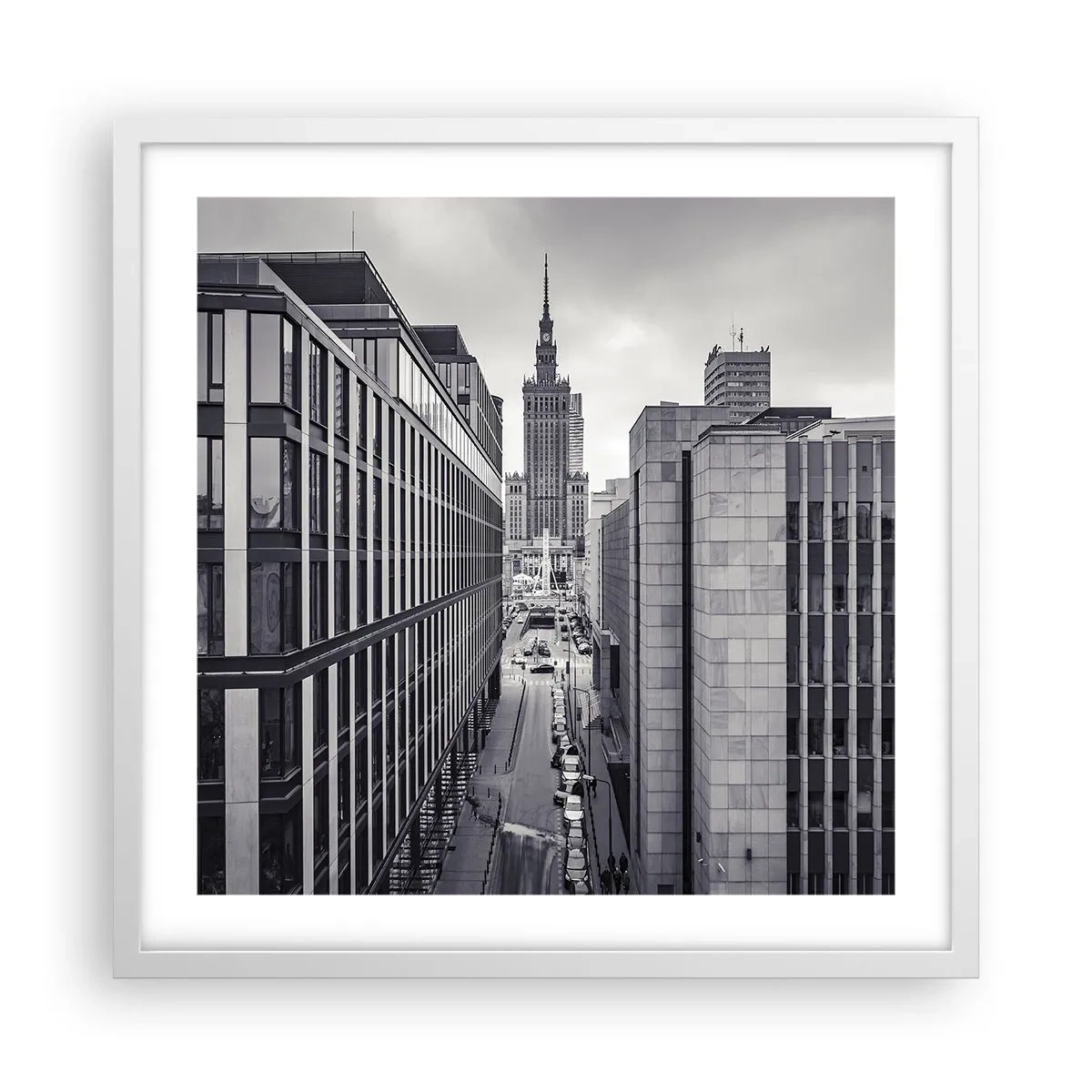 Poster în ramă albă - Vale citadină din Varșovia - 50x50 cm