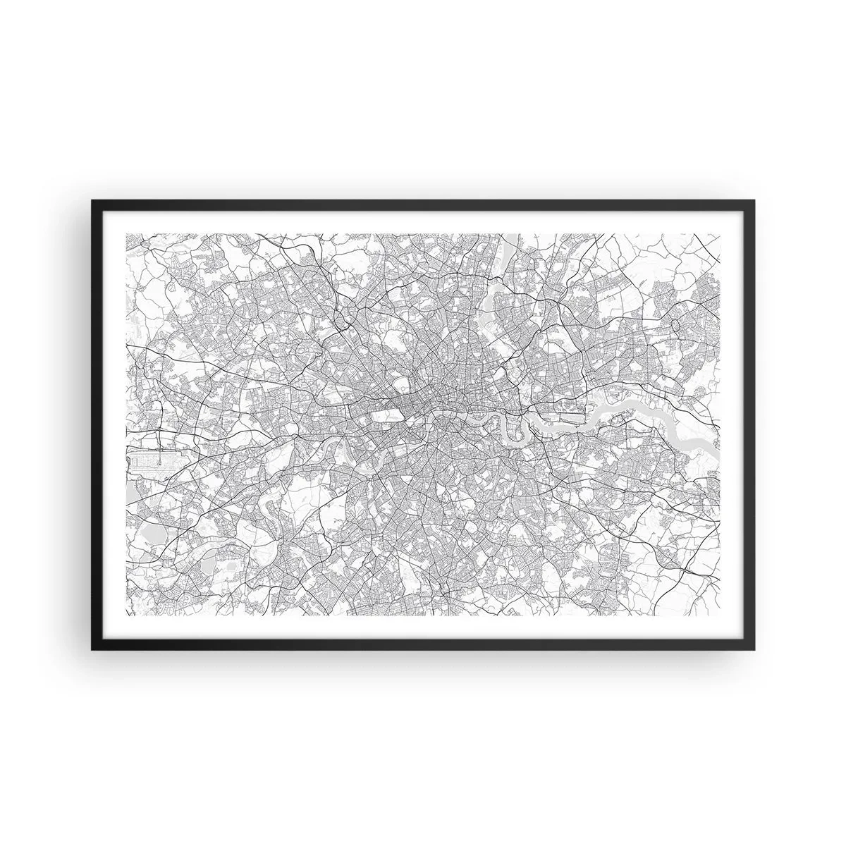 Poster în ramă neagră - Harta labirintului din Londra - 91x61 cm