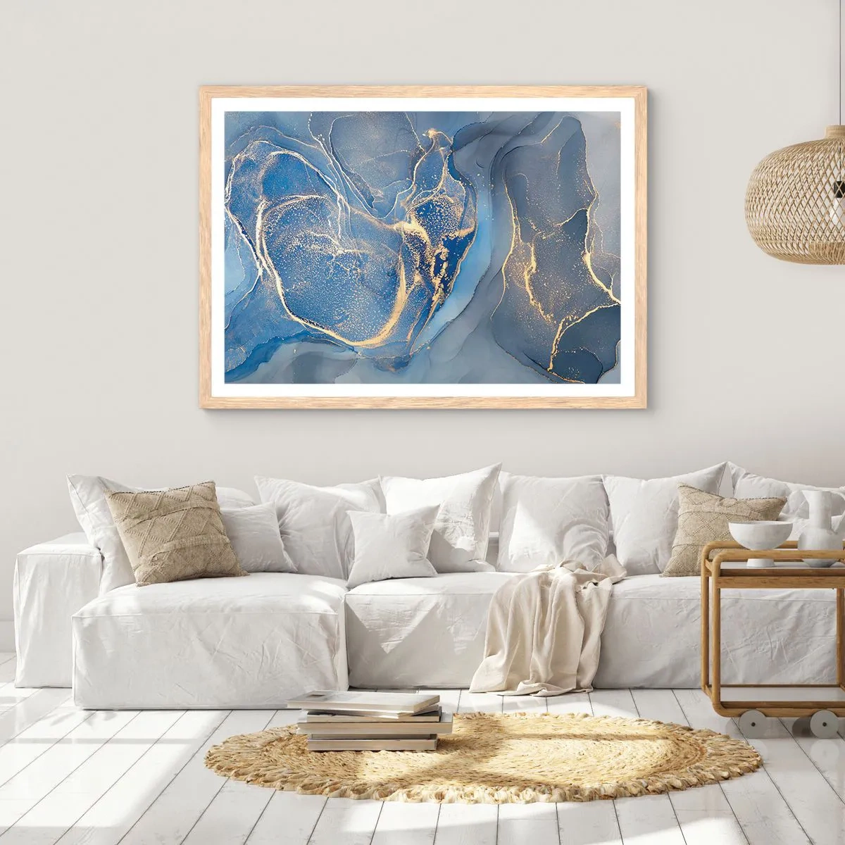 Poster în ramă de stejar deschis - Praf de aur - 50x40 cm