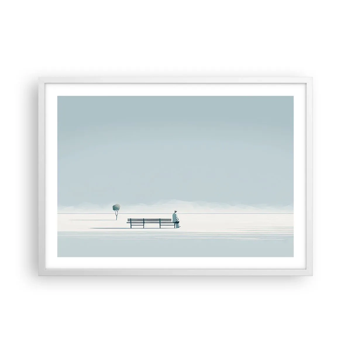 Poster în ramă albă - Da, aștept. - 70x50 cm