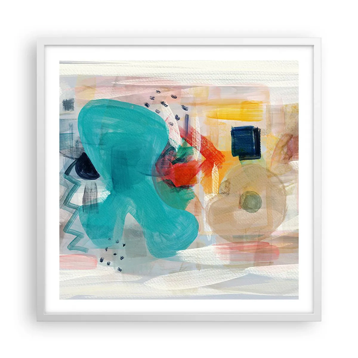 Poster în ramă albă - Joc plin de culoare - 60x60 cm