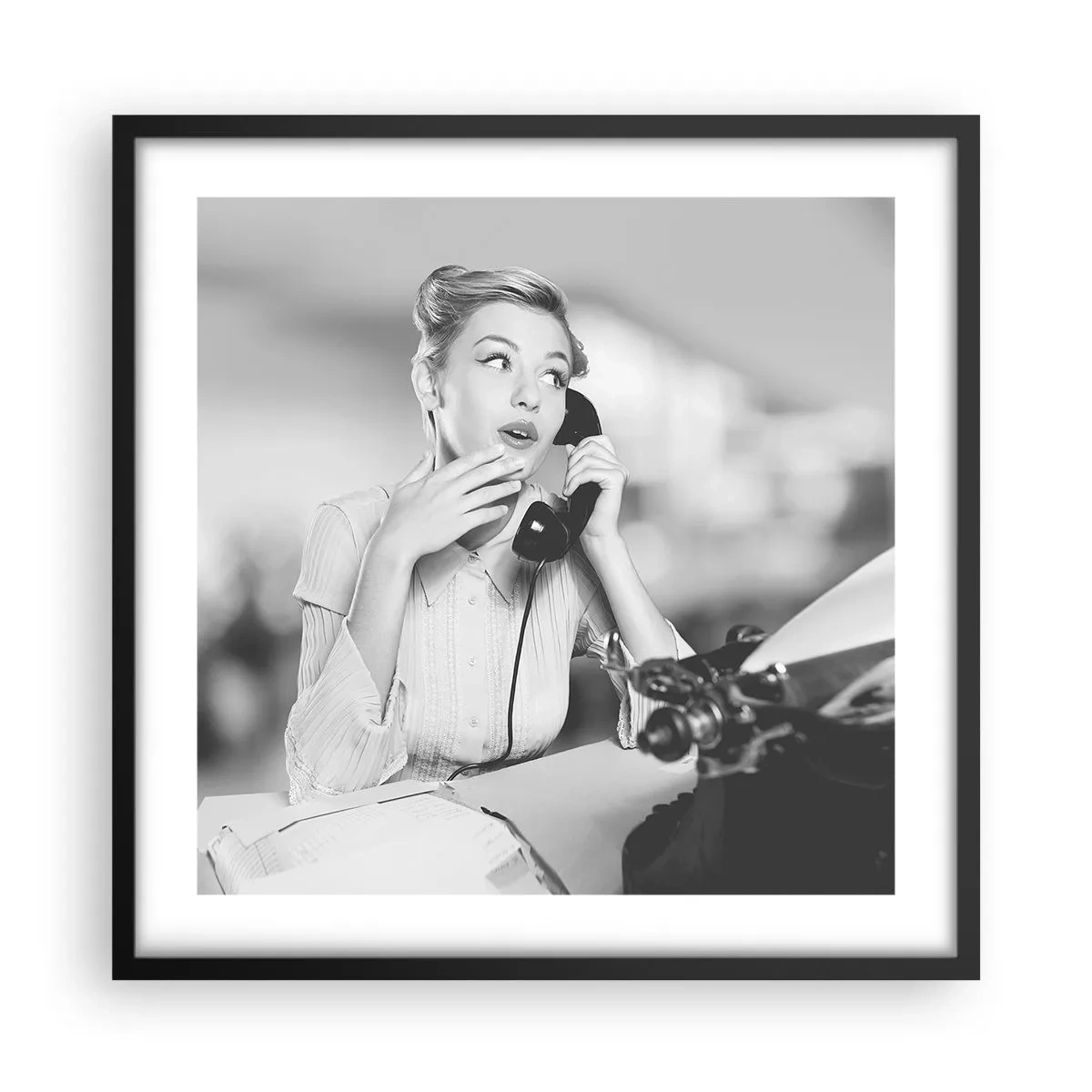 Poster în ramă neagră - Bună ziua, suntem în anii '50. - 50x50 cm