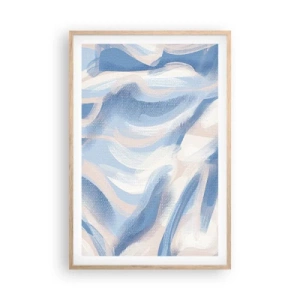 Poster în ramă de stejar deschis - Undele albastre - 61x91 cm