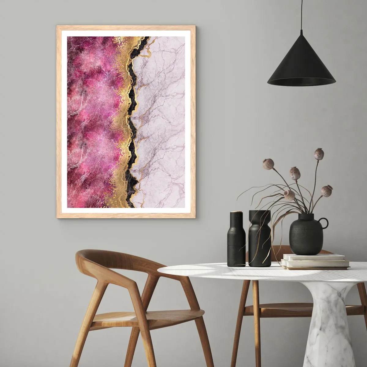 Poster în ramă de stejar deschis - La graniță - 40x50 cm