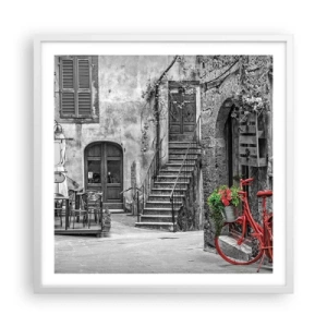 Poster în ramă albă - Alee din Toscana - 60x60 cm