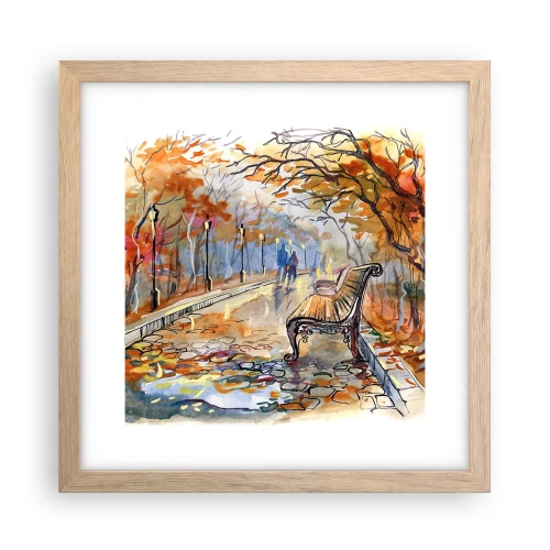 Poster în ramă de stejar deschis - Pășim împreună în toamnă - 30x30 cm