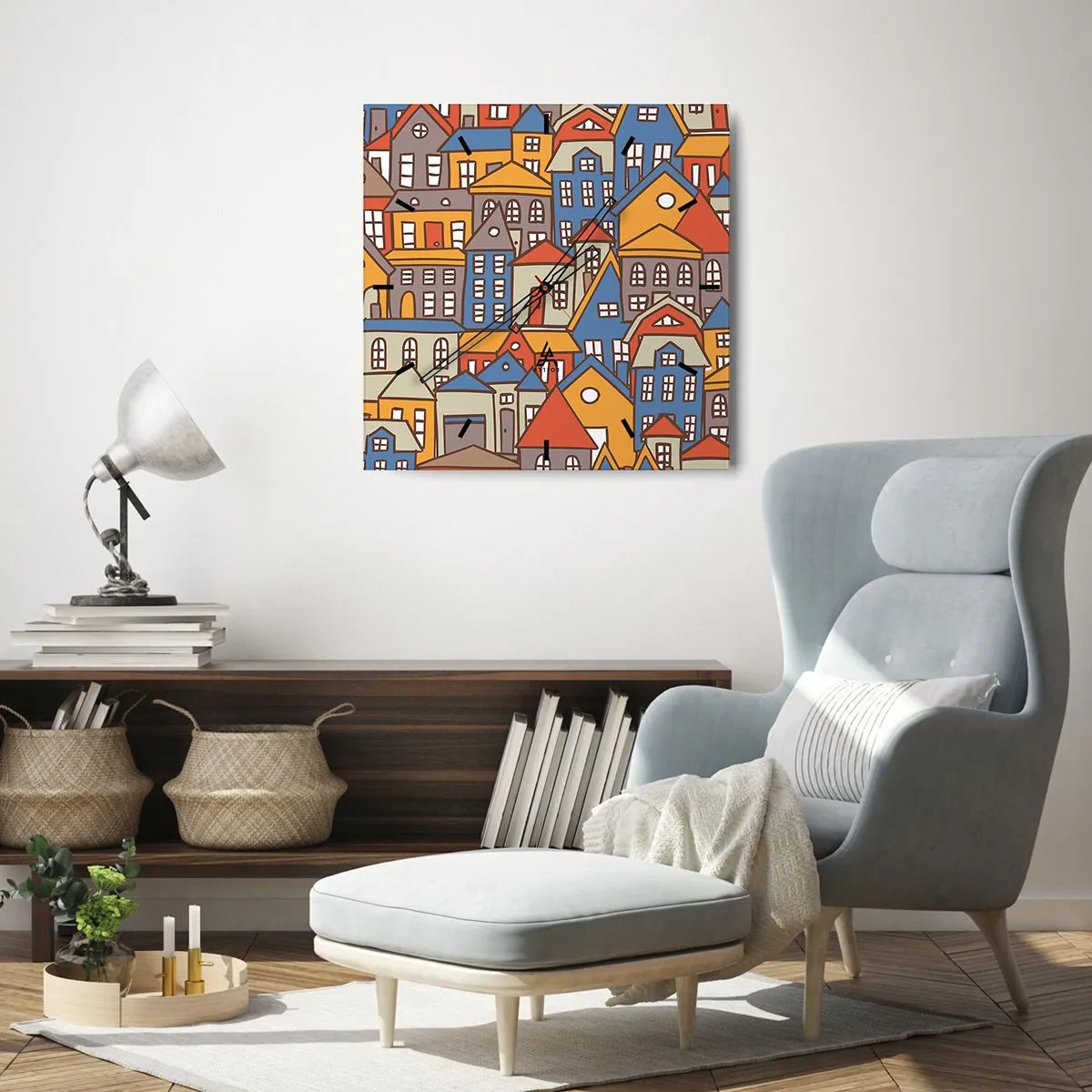 Ceas de perete - Ceas pe sticlă - În spatele casei - 30x30 cm