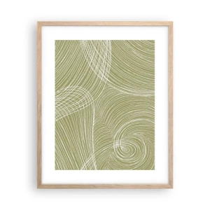 Poster în ramă de stejar deschis - Abstracție complicată în alb - 40x50 cm