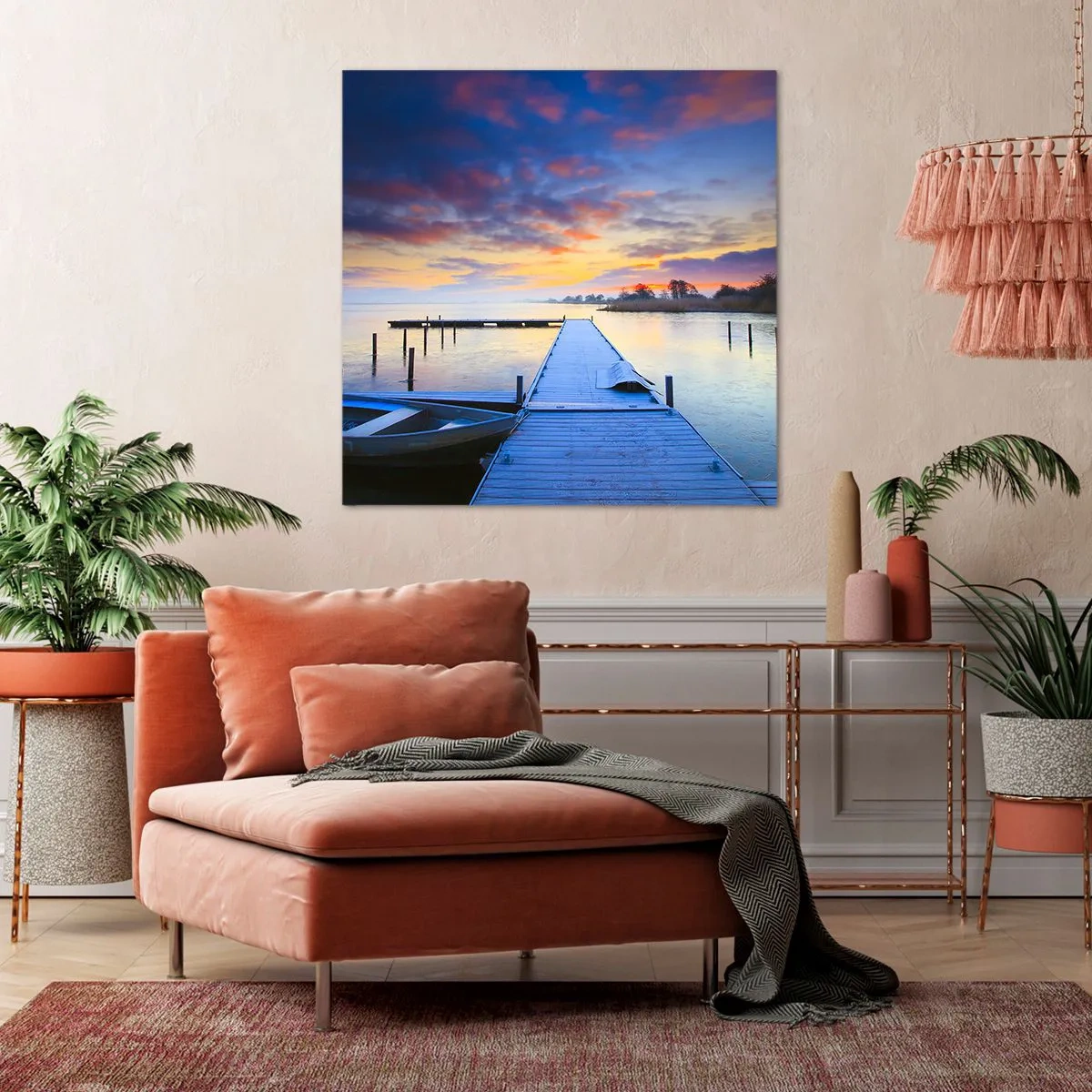 Tablou pe pânză - Seninătate mov-auriu - 60x60 cm