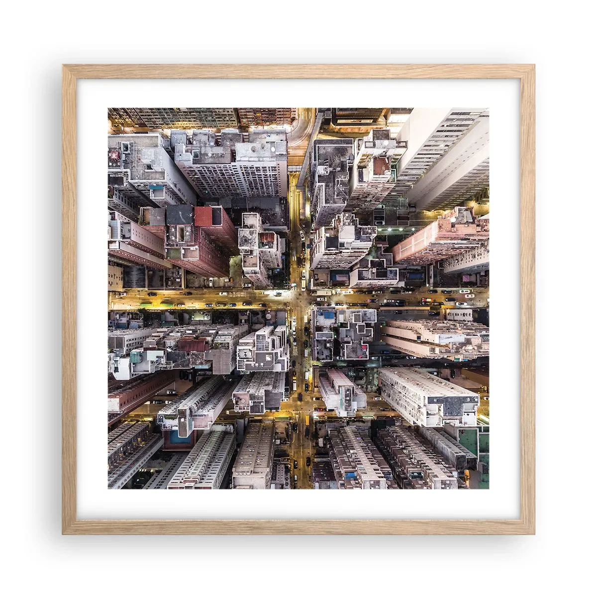 Poster în ramă de stejar deschis - Salutări din Hongkong - 50x50 cm