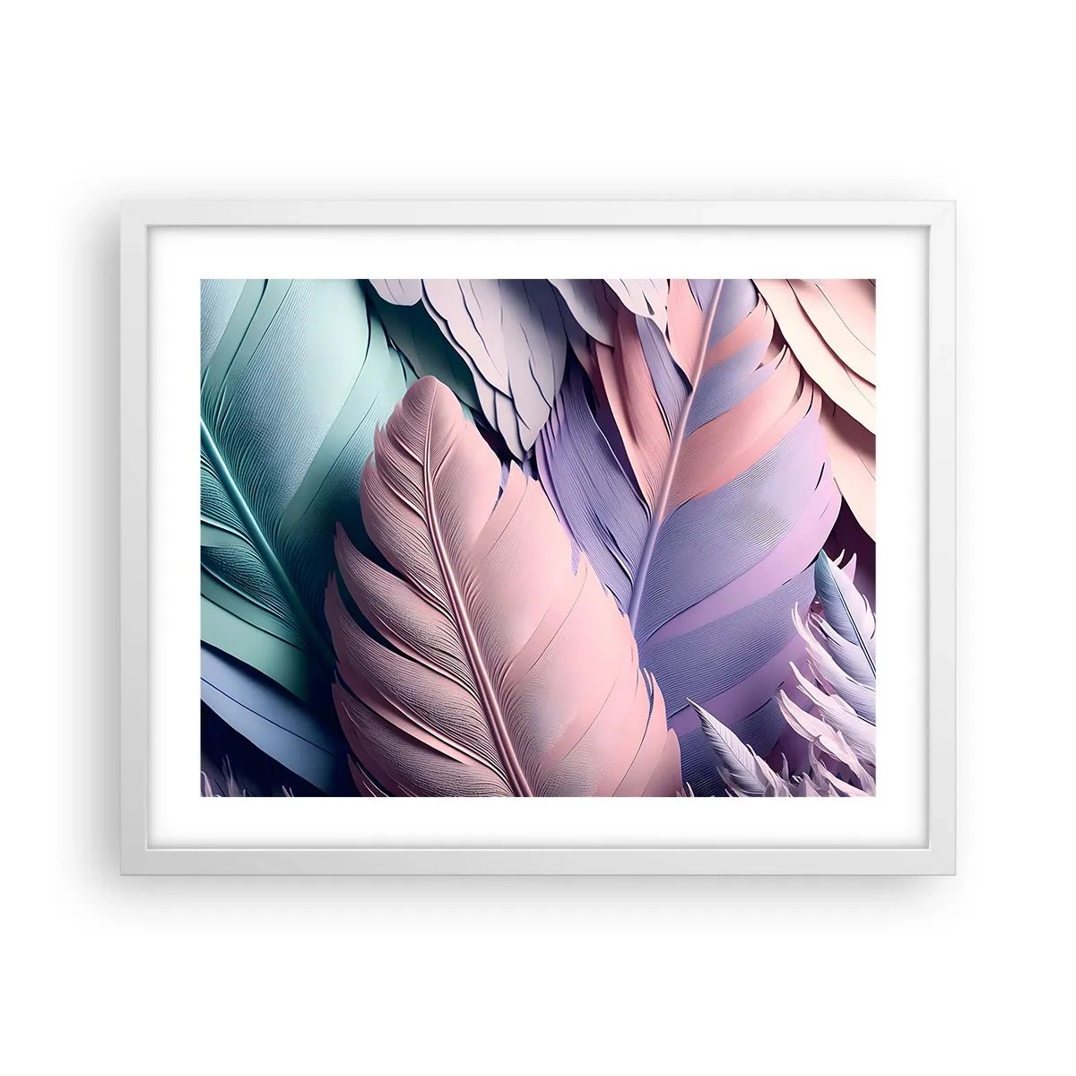 Poster în ramă albă - Eleganța păsărilor - 50x40 cm