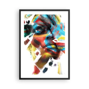 Poster în ramă neagră - Portret artistic al unei femei în culori abstracte - 50x70cm - Personalitate colorată - Decorațiune modernă pentru perete pentru living și dormitor ARTTOR