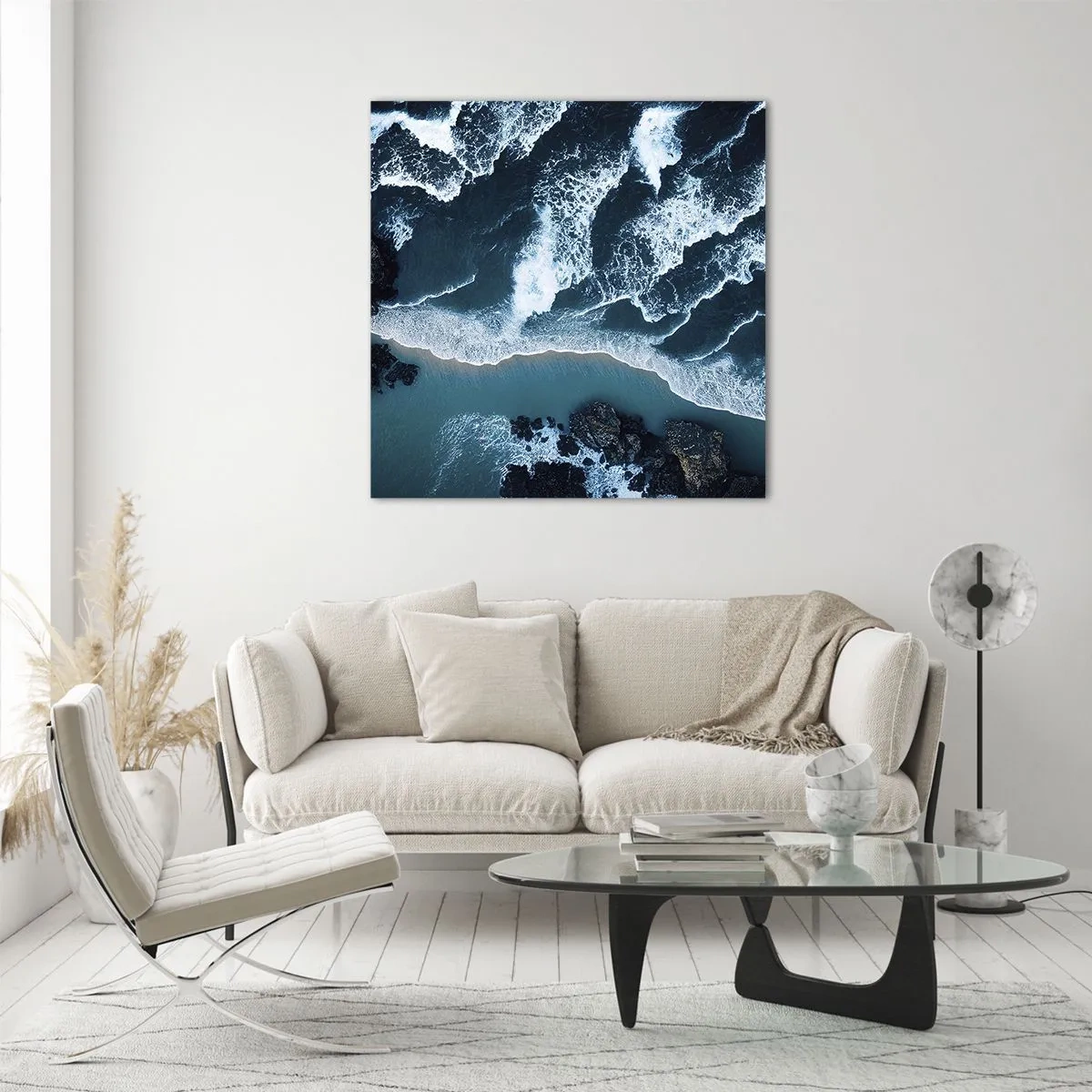 Tablou pe sticlă - Înfășurate în valuri - 40x40 cm