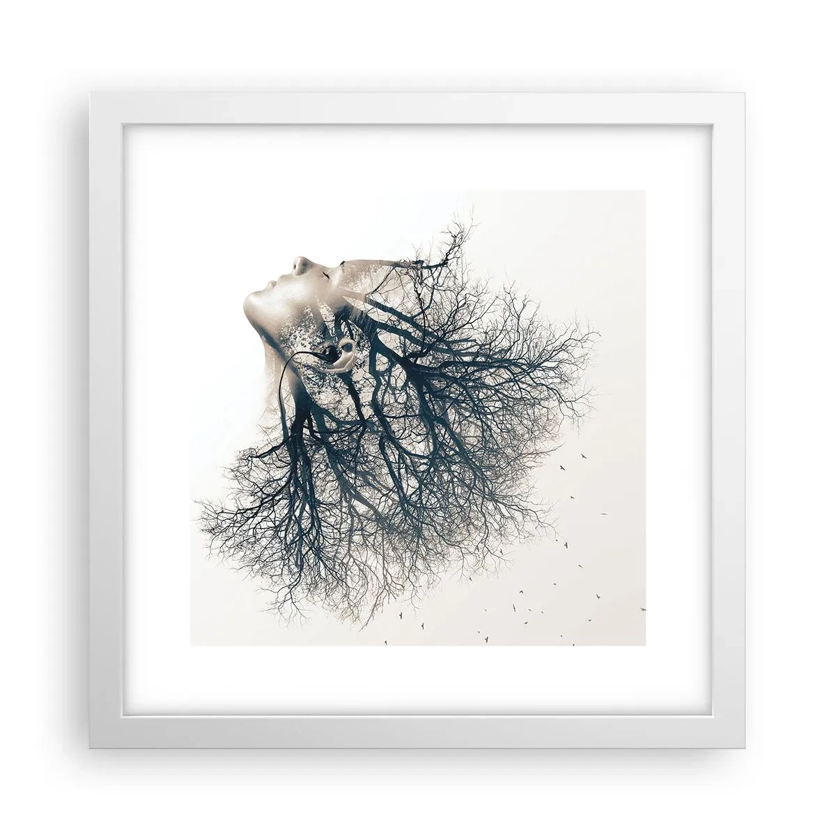 Poster în ramă albă - Ascultând șoapta copacului - 30x30 cm