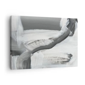 Tablou pe pânză Canvas - Abstracție gri și albă cu linii dinamice - 70x50cm - Cu o mișcare decisivă - Decorațiune modernă pentru perete pentru living și dormitor ARTTOR