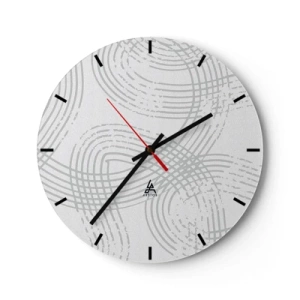 Ceas de perete - Ceas pe sticlă - Linii gri, intersectate, formând un model pe un fundal alb - 30x30cm - Nu există o cale ușoară - Decorațiune modernă pentru perete pentru living, bucătărie și dormitor ARTTOR