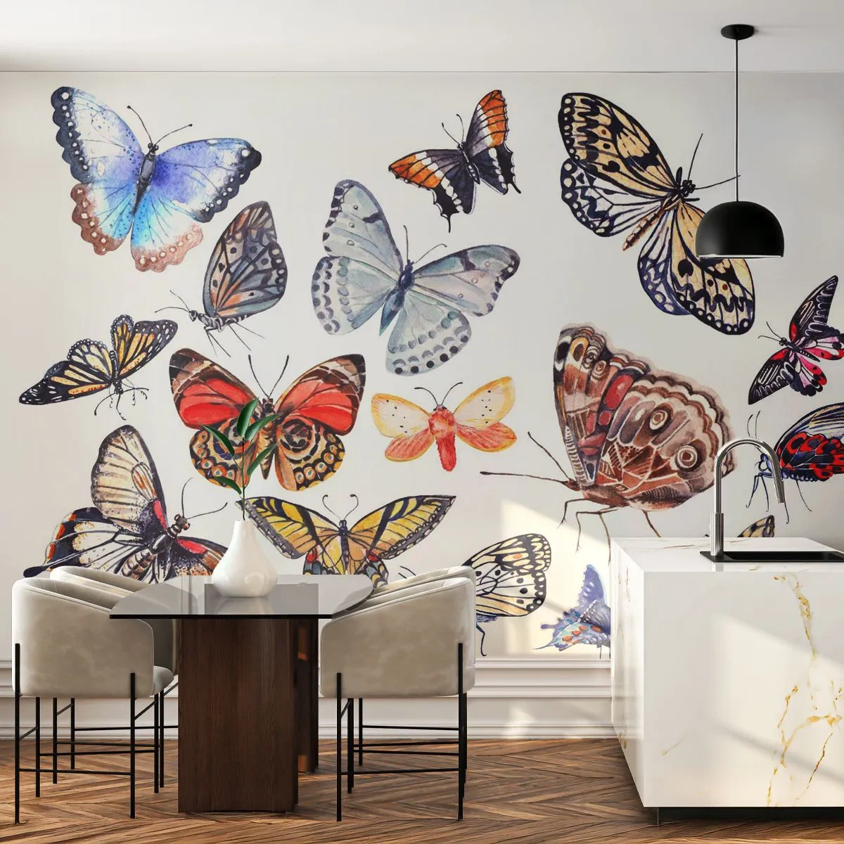 Tapet Standard Eco - Un roi colorat de dantelă - Pentru copii, Fluturi colorați, Grafică - 200x140 cm