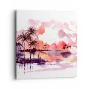 Tablou pe pânză - Liniștea tropicelor în roșu - 40x40 cm