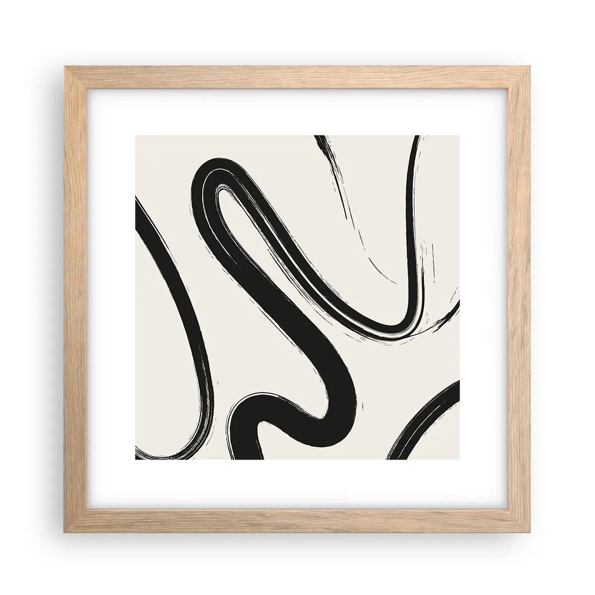 Poster în ramă de stejar deschis - Capriciu în alb și negru - 30x30 cm