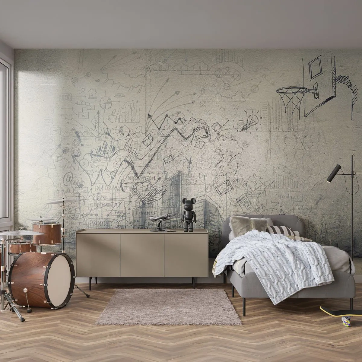 Tapet Standard Eco - Minunata mea viață de oraș - Graffiti, Bucată, Grafică - 400x280 cm