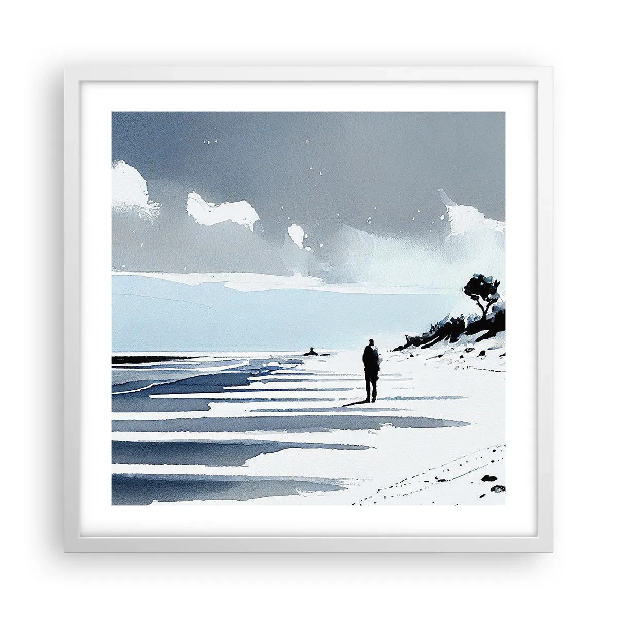 Poster în ramă albă - Singuratic - 50x50 cm